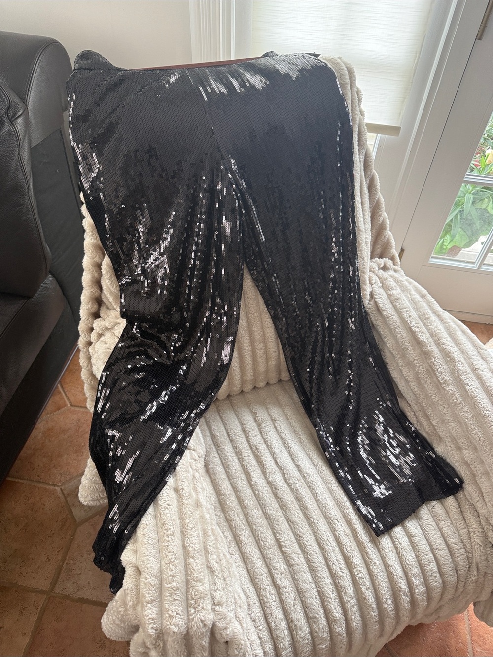 Black Sequin pants with back zip